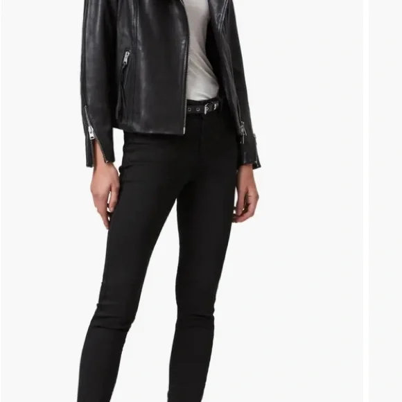 All Saints Black Leather Jacket - Picture 3 of 9